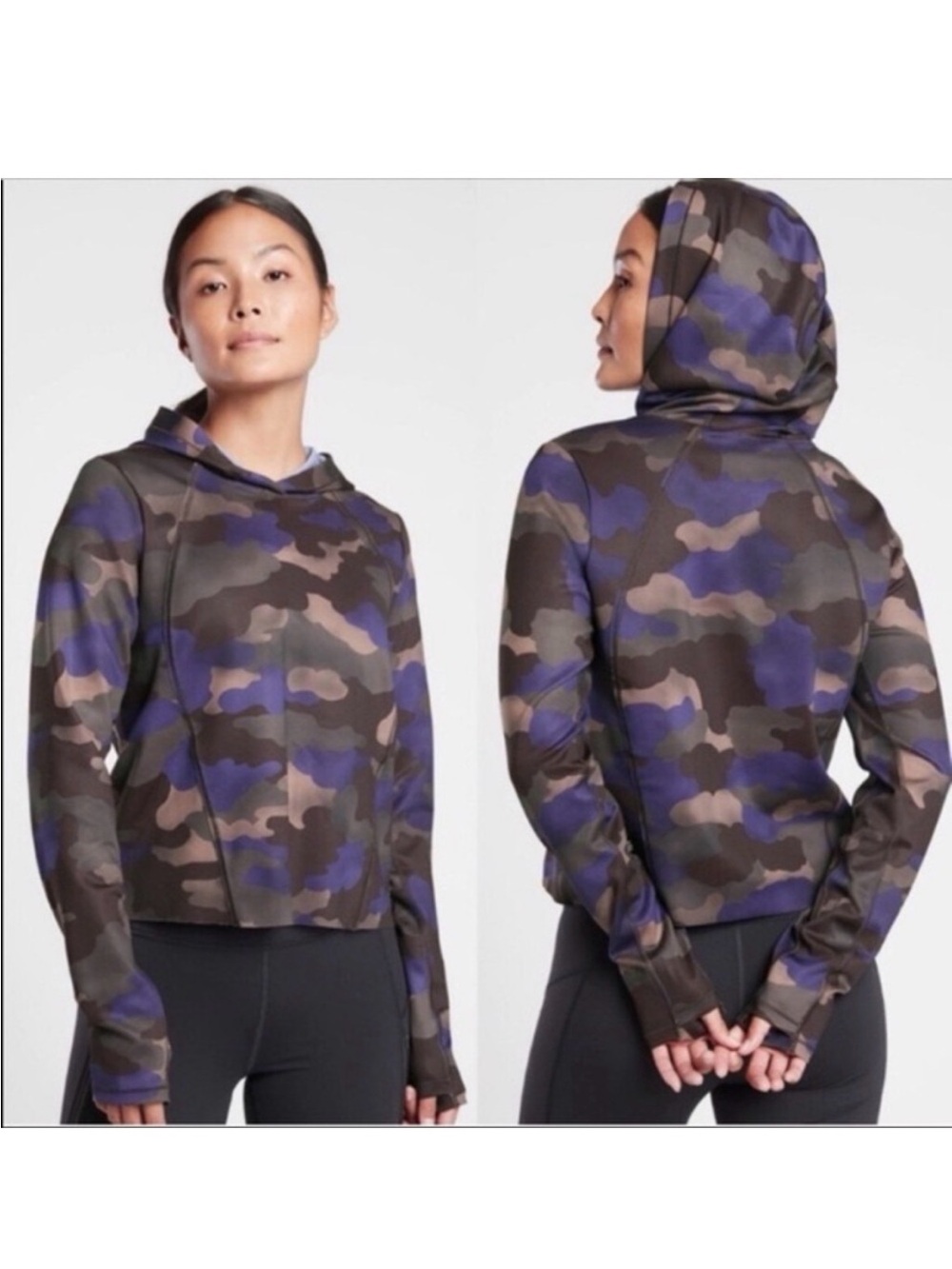 Athleta Pinnacle Camouflage Hooded Pullover - Purple/Olive